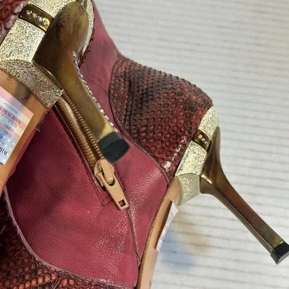 LADIES SIZE 10 - RED PYTHON BOOTS - Picture 11 of 16